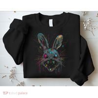 Psycho Crazy Paint Bunny Horror Easter And Halloween Sweatshirt thumb 2