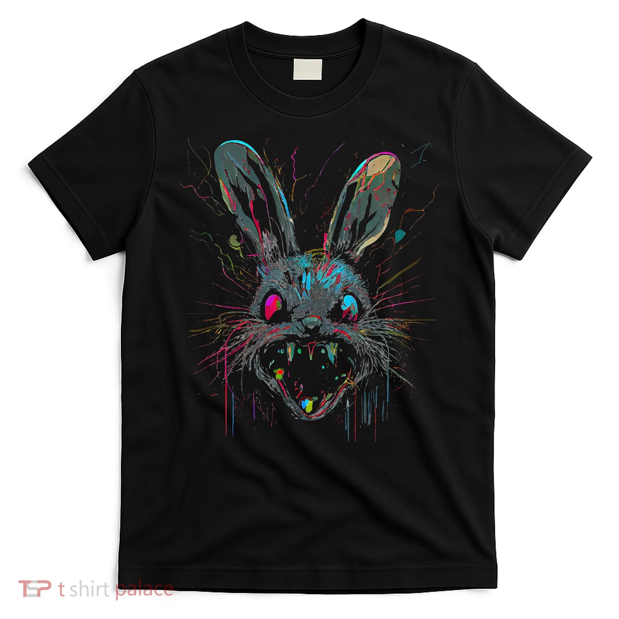 Psycho Crazy Paint Bunny Horror Easter And Halloween T-Shirt