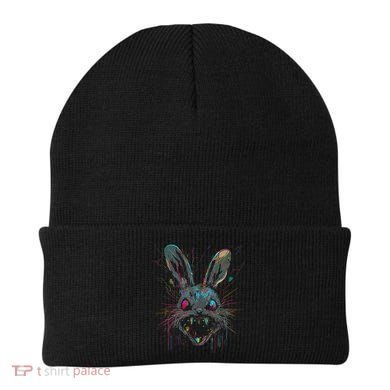 Psycho Crazy Paint Bunny Horror Easter And Halloween Beanie