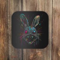 Psycho Crazy Paint Bunny Horror Easter And Halloween Coaster thumb 0
