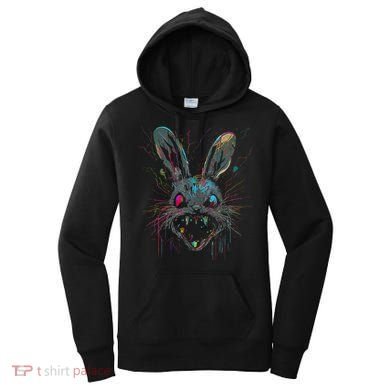 Psycho Crazy Paint Bunny Horror Easter And Halloween Women's Hoodie
