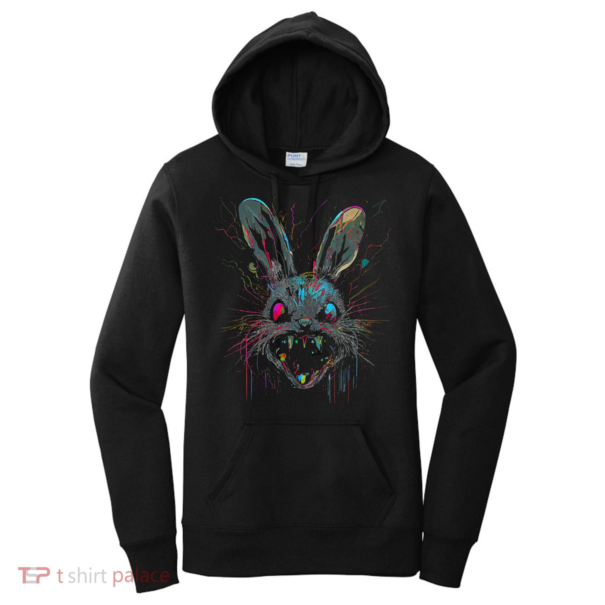 Psycho Crazy Paint Bunny Horror Easter And Halloween Women's Hoodie
