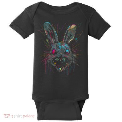 Psycho Crazy Paint Bunny Horror Easter And Halloween Baby Bodysuit