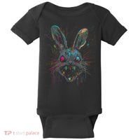 Psycho Crazy Paint Bunny Horror Easter And Halloween Baby Bodysuit thumb 0