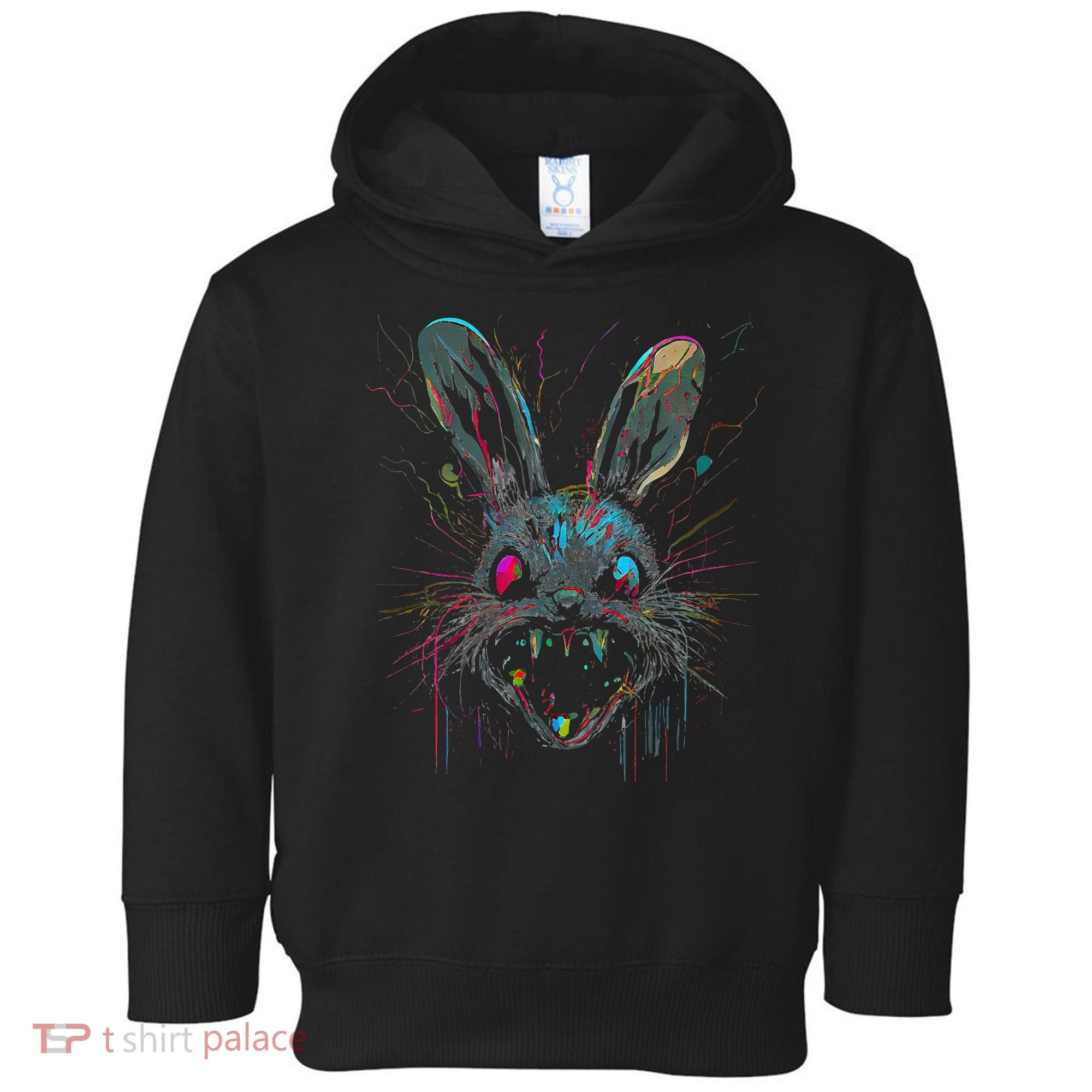 Psycho Crazy Paint Bunny Horror Easter And Halloween Toddler Hoodie