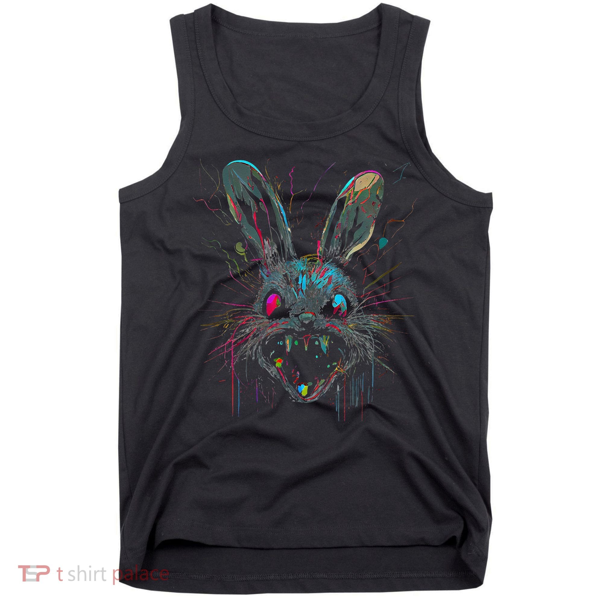 Psycho Crazy Paint Bunny Horror Easter And Halloween Tank Top