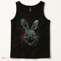 Psycho Crazy Paint Bunny Horror Easter And Halloween Tank Top thumb 2