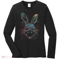 Psycho Crazy Paint Bunny Horror Easter And Halloween Women's Long Sleeve Shirt thumb 0