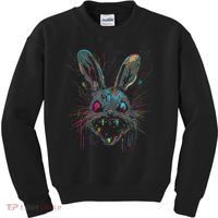 Psycho Crazy Paint Bunny Horror Easter And Halloween Kids Sweatshirt thumb 0