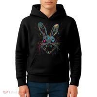Psycho Crazy Paint Bunny Horror Easter And Halloween Kids Hoodie thumb 4