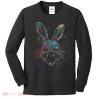Psycho Crazy Paint Bunny Horror Easter And Halloween Kids Long Sleeve Shirt thumb 0