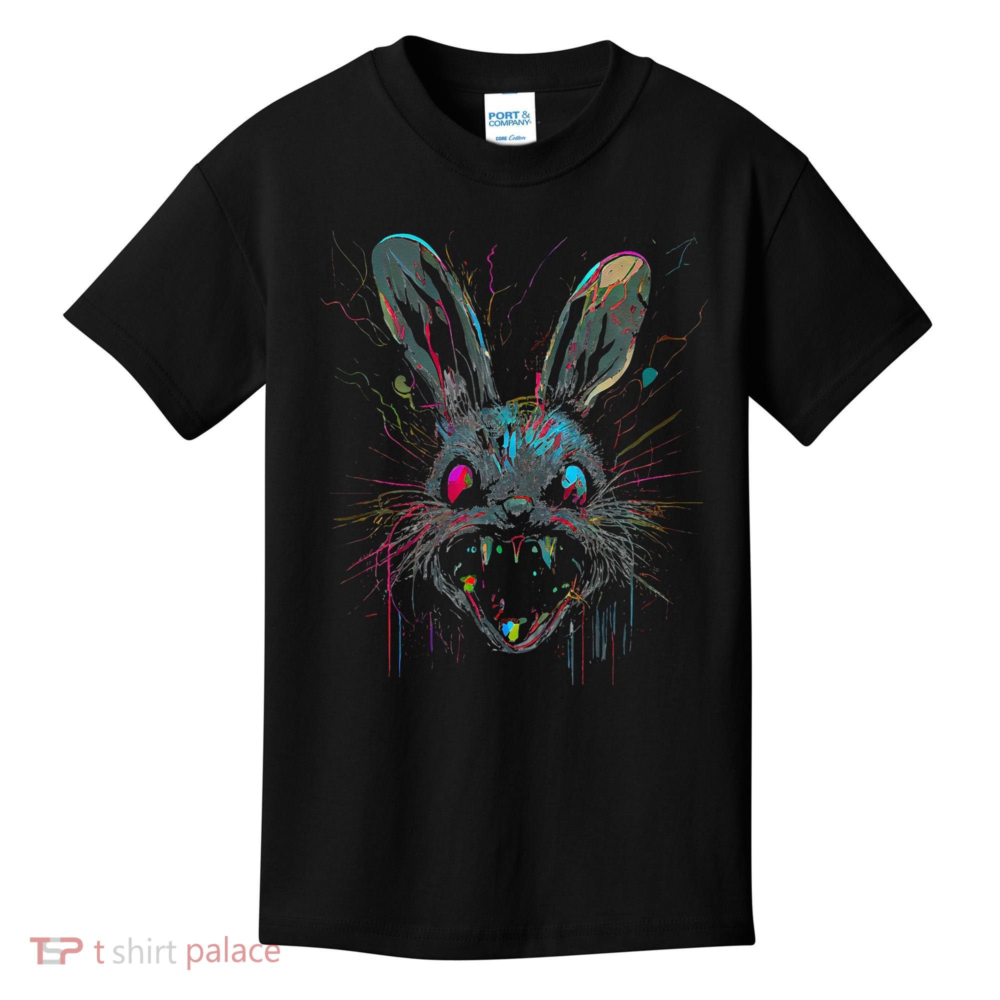 Psycho Crazy Paint Bunny Horror Easter And Halloween Kids T-Shirt
