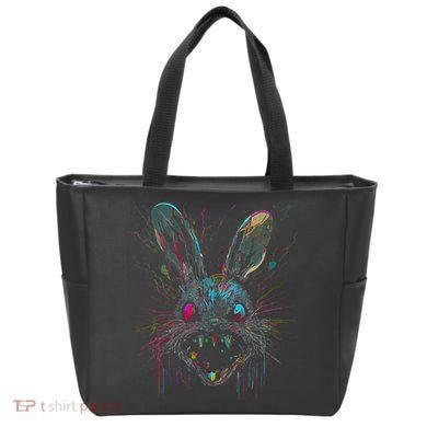 Psycho Crazy Paint Bunny Horror Easter And Halloween Tote Bag