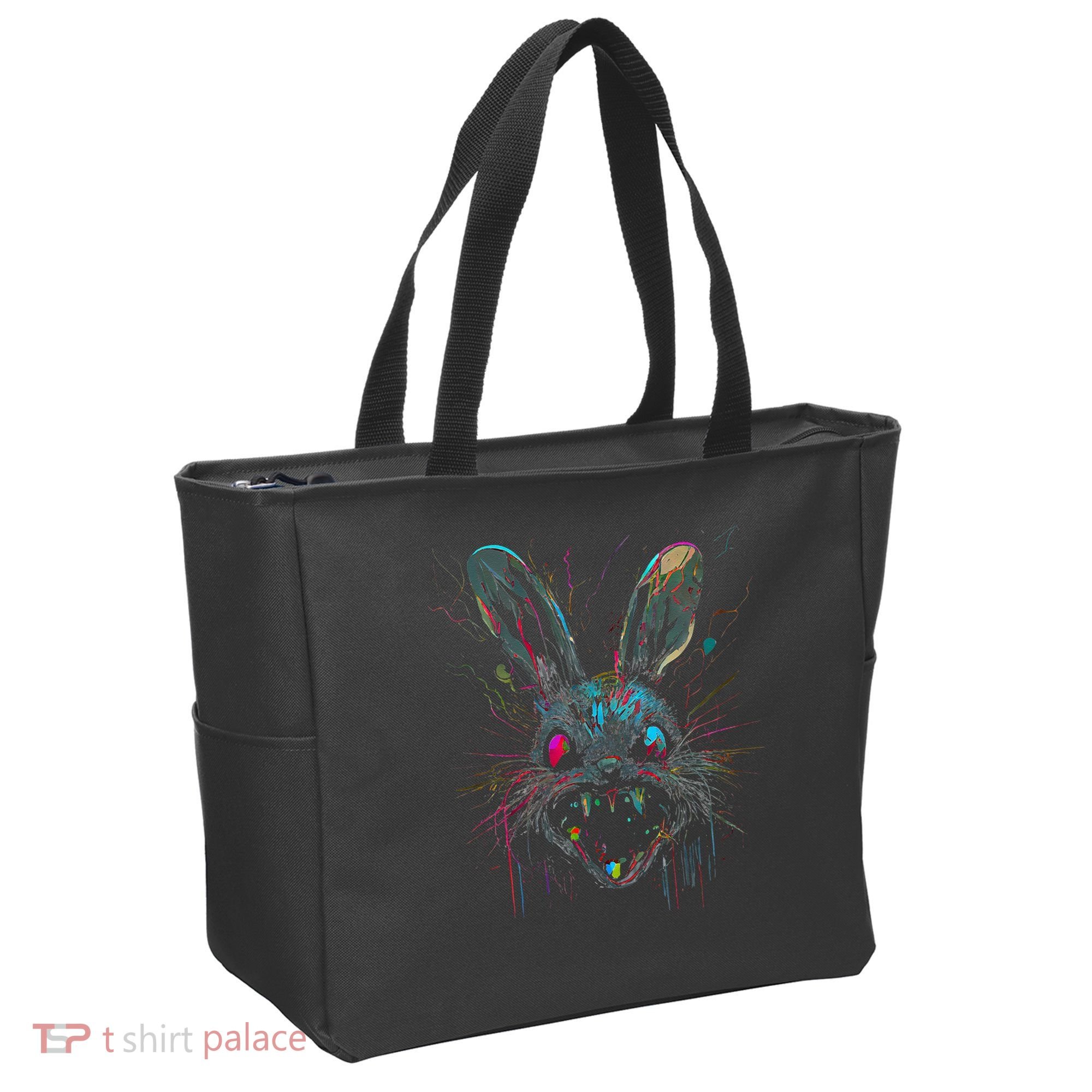 Psycho Crazy Paint Bunny Horror Easter And Halloween Tote Bag
