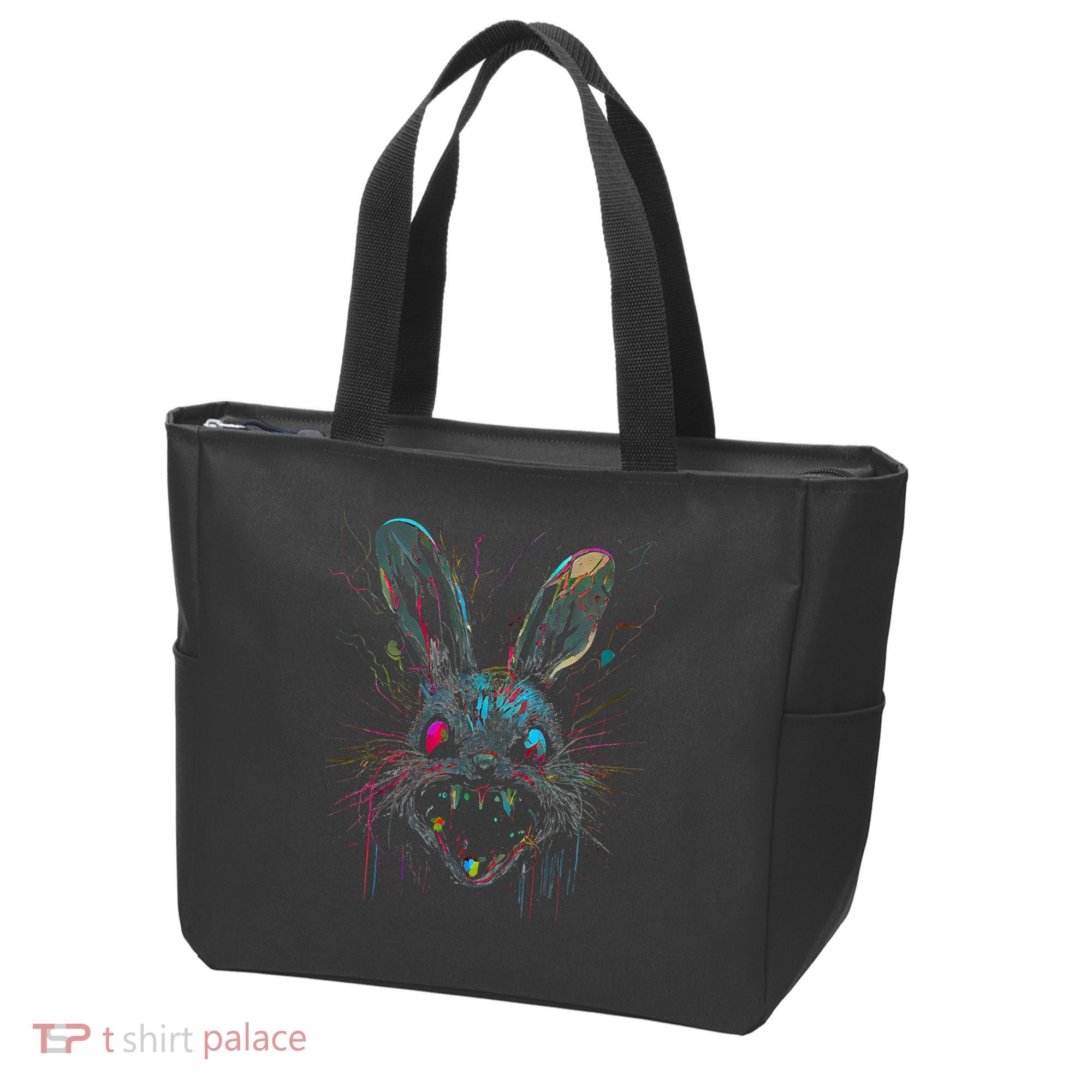 Psycho Crazy Paint Bunny Horror Easter And Halloween Tote Bag