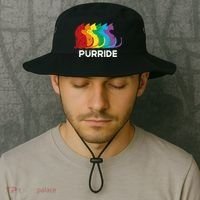 Purride Cat Pride Ally Lgbt Community Rainbow Pride Bucket Hat thumb 2