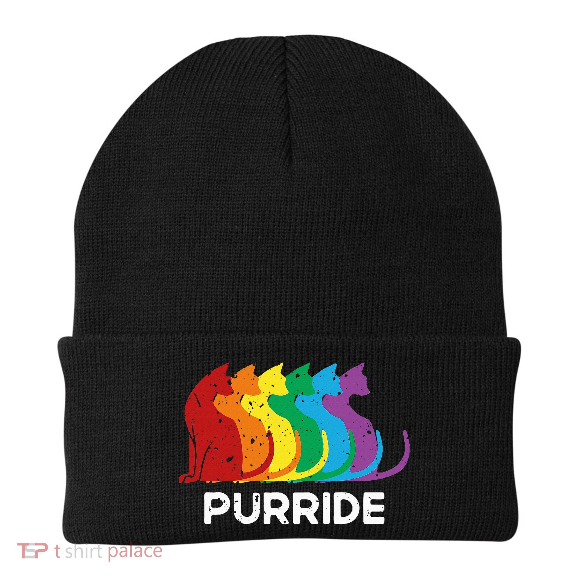 Purride Cat Pride Ally Lgbt Community Rainbow Pride Beanie