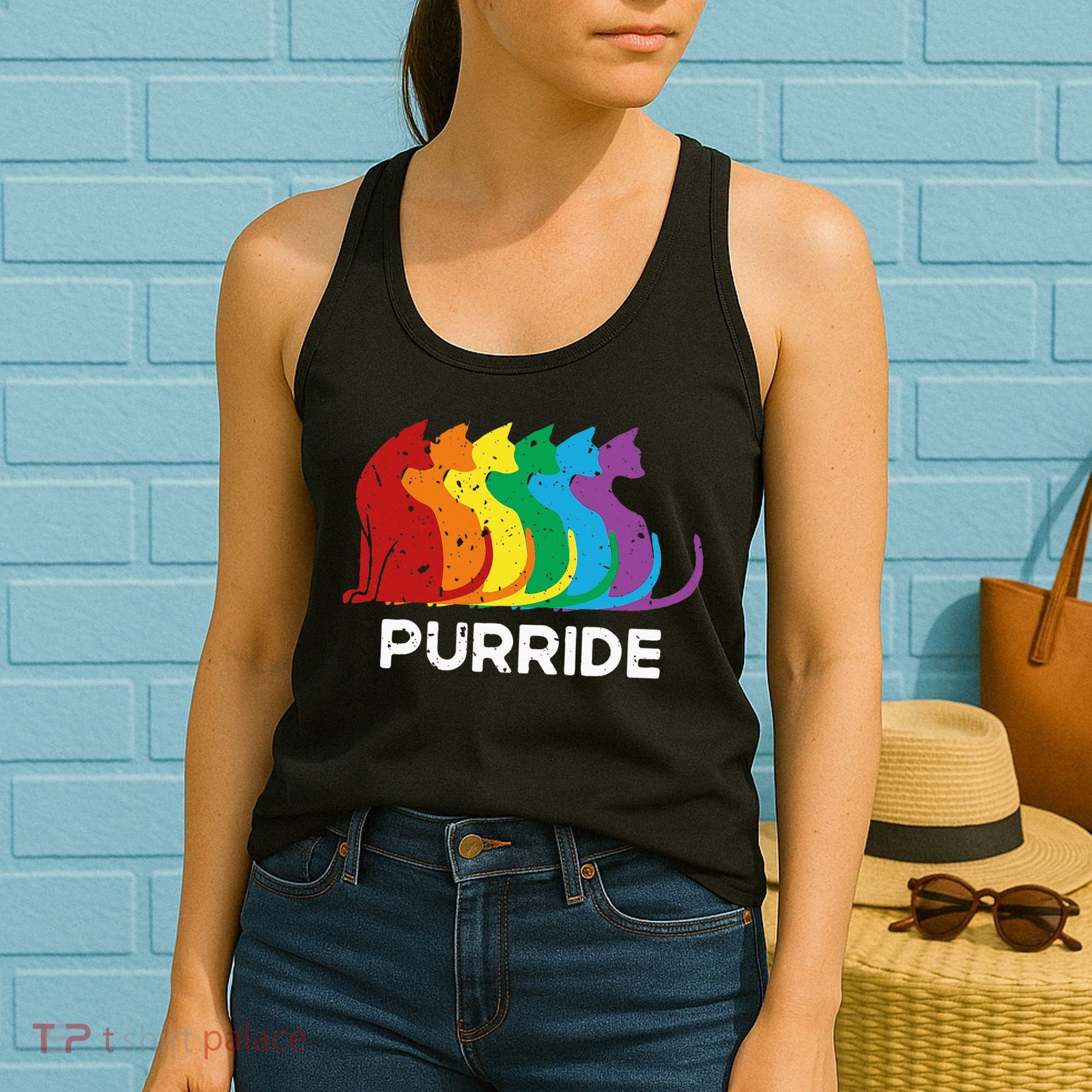Purride Cat Pride Ally Lgbt Community Rainbow Pride Women's Tank Top