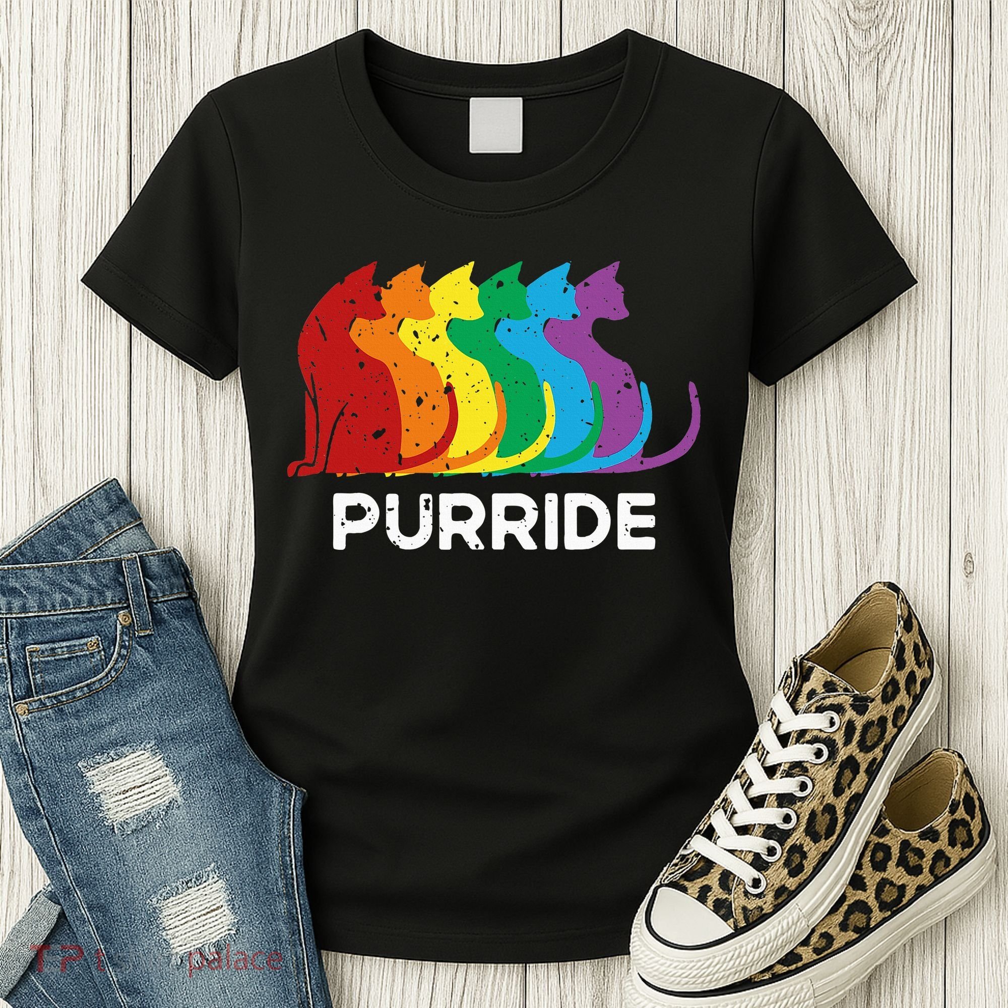 Purride Cat Pride Ally Lgbt Community Rainbow Pride Women's T-Shirt