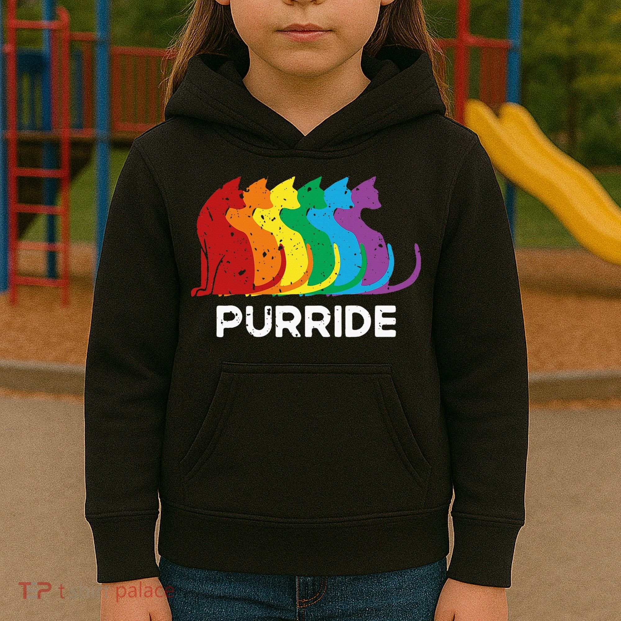 Purride Cat Pride Ally Lgbt Community Rainbow Pride Kids Hoodie