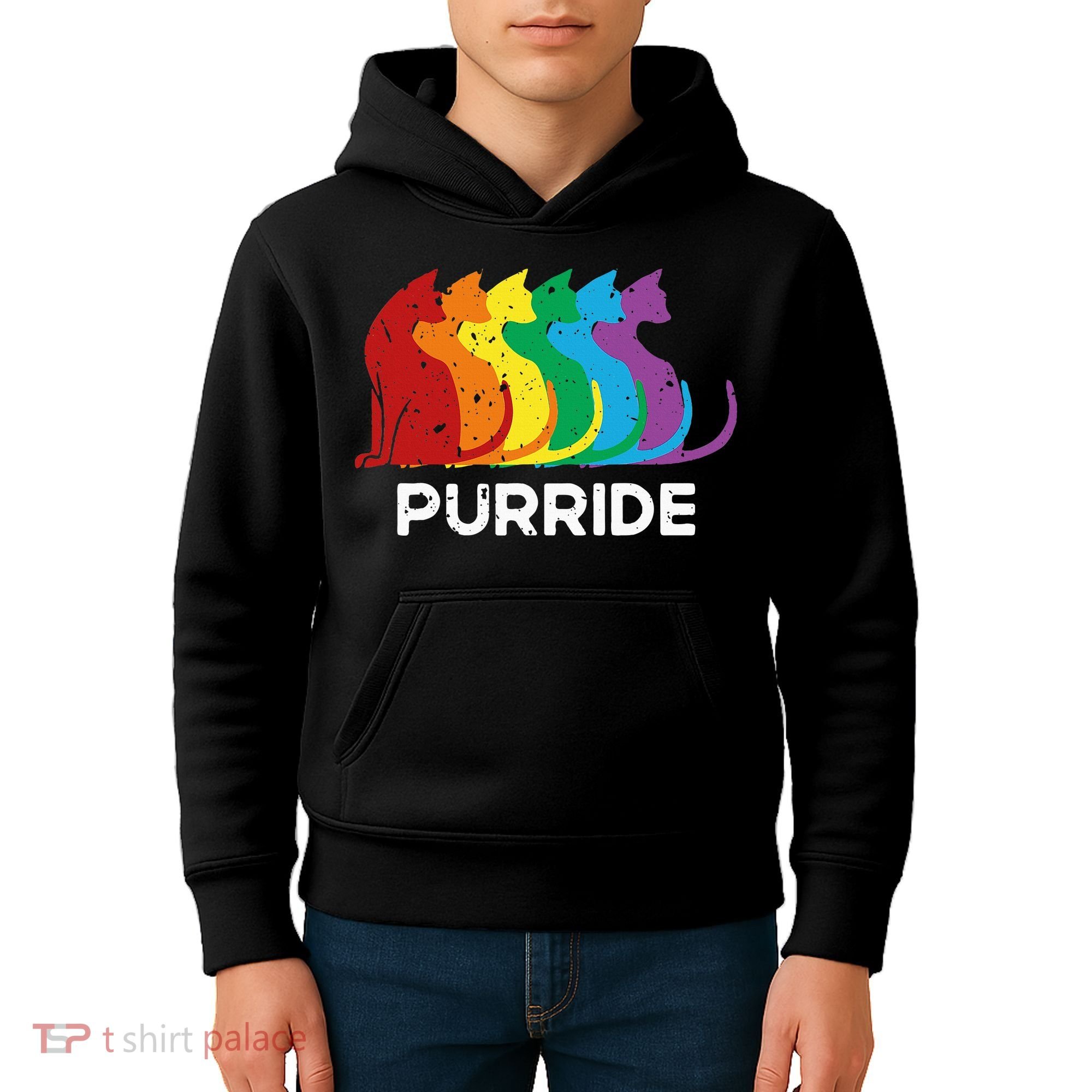 Purride Cat Pride Ally Lgbt Community Rainbow Pride Kids Hoodie