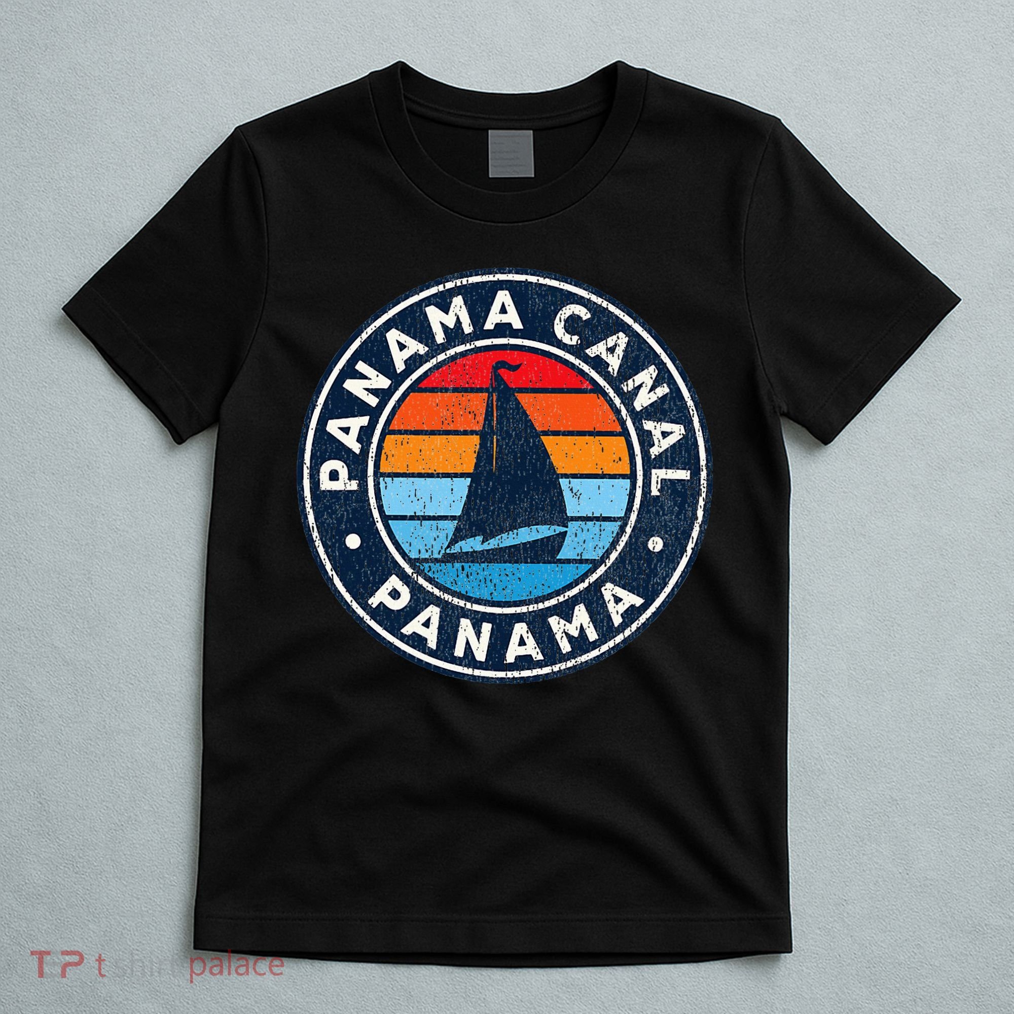 Panama Canal Panama Vintage Sailboat Retro 70s T-Shirt