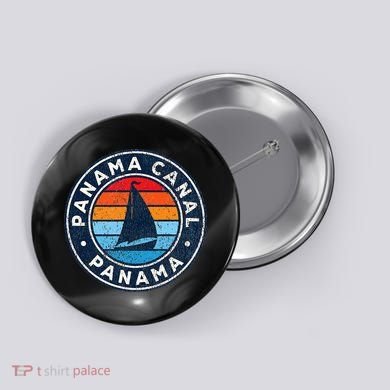 Panama Canal Panama Vintage Sailboat Retro 70s Button