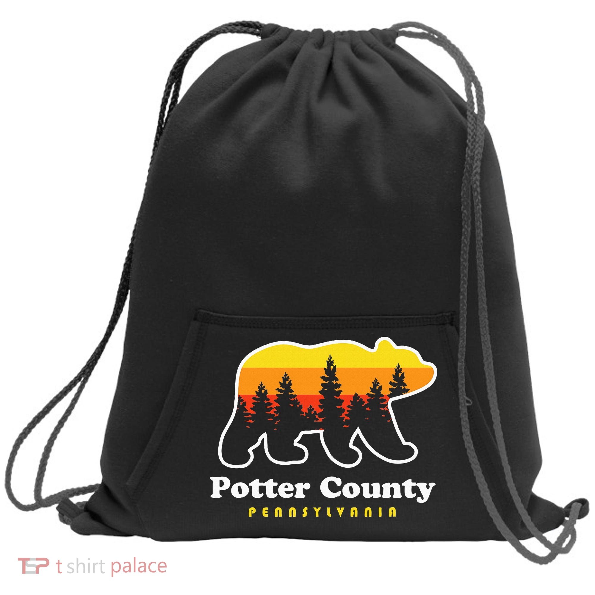 Potter County Pennsylvania Susquehannock State Forest Bear Sweatshirt Cinch Pack Bag