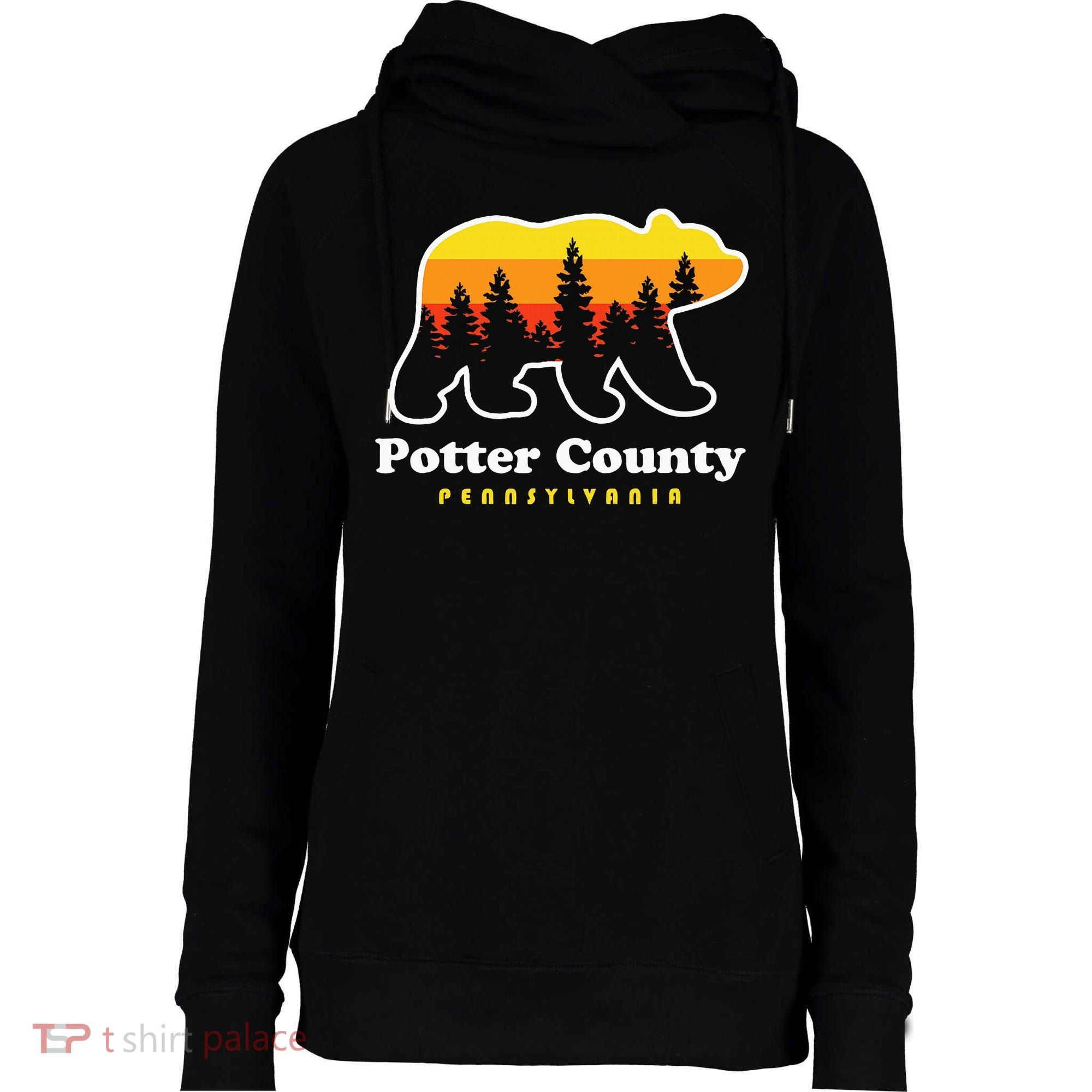 Potter County Pennsylvania Susquehannock State Forest Bear Womens Funnel Neck Pullover Hood