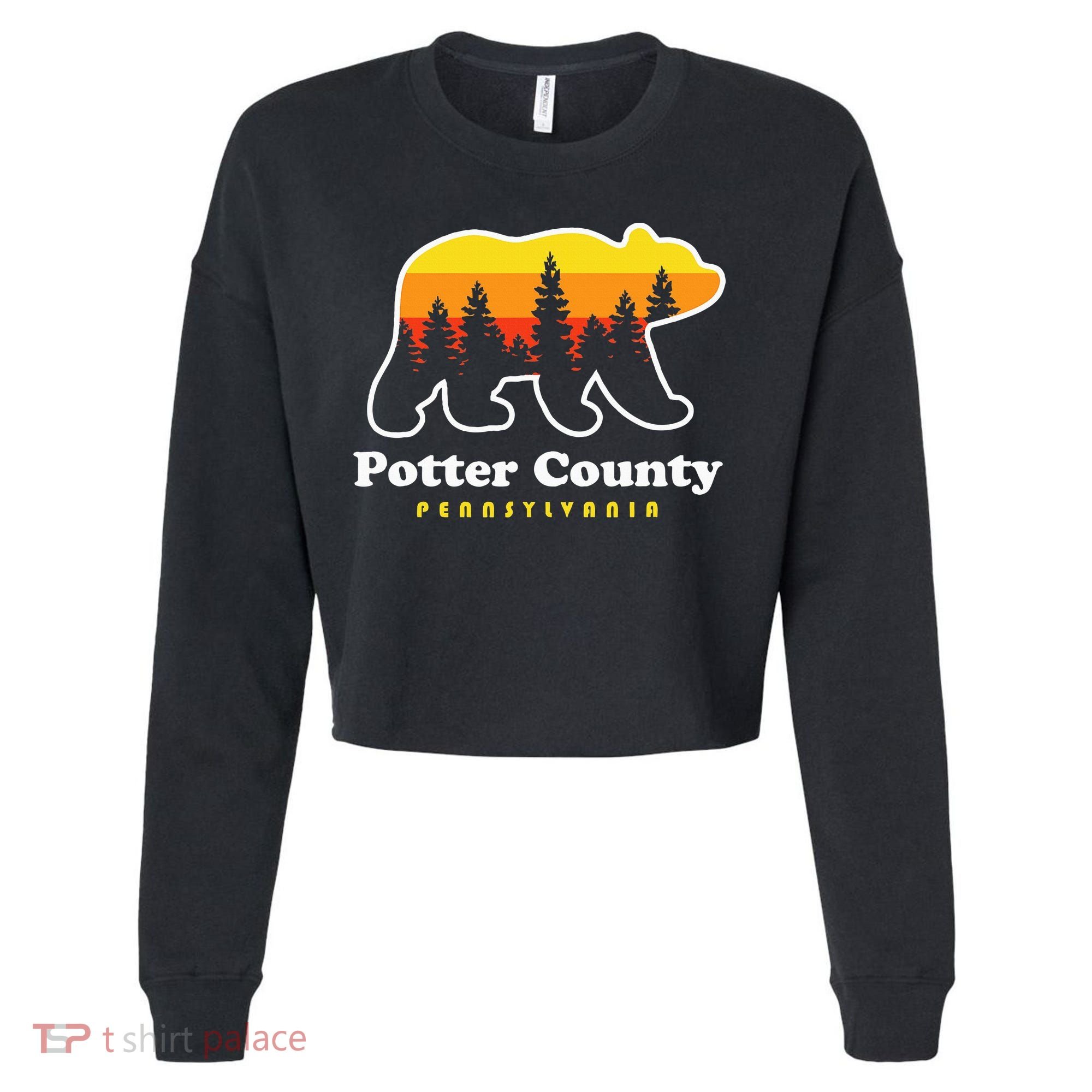 Potter County Pennsylvania Susquehannock State Forest Bear Cropped Pullover Crew