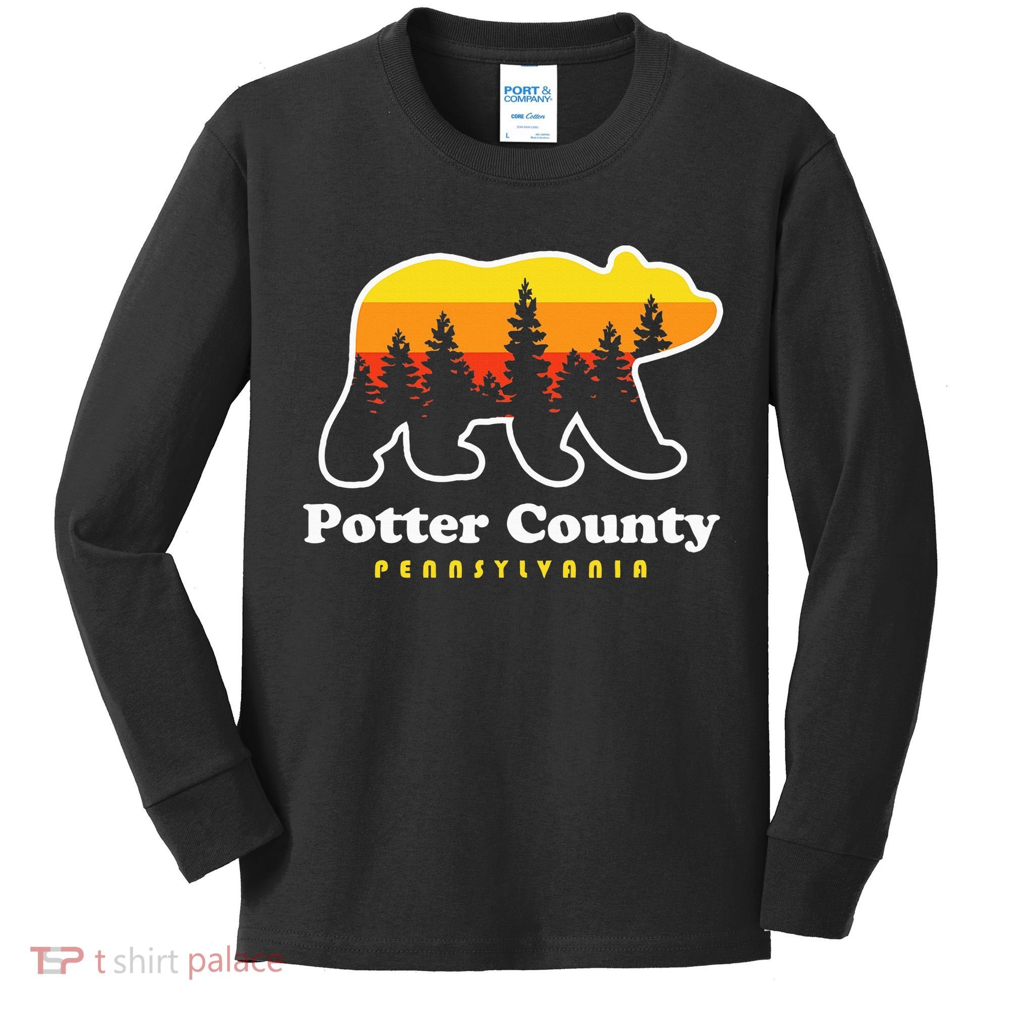 Potter County Pennsylvania Susquehannock State Forest Bear Kids Long Sleeve Shirt
