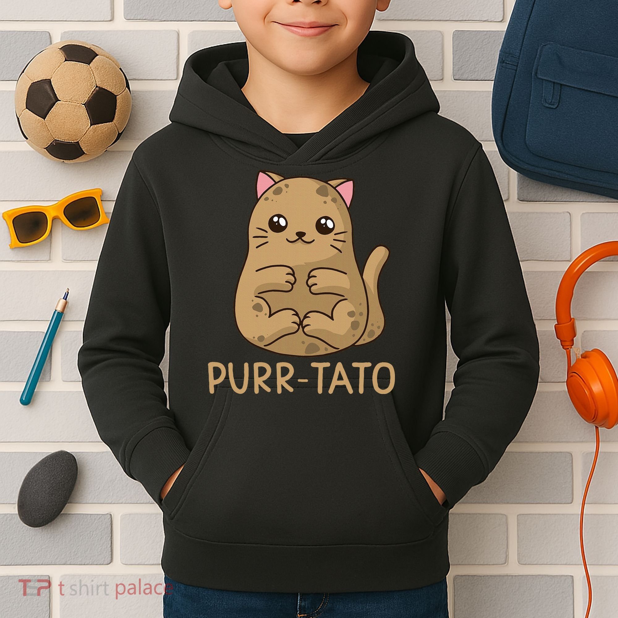 Purrtato Cat Potato Cat Lover Idaho Potatoes Kids Hoodie