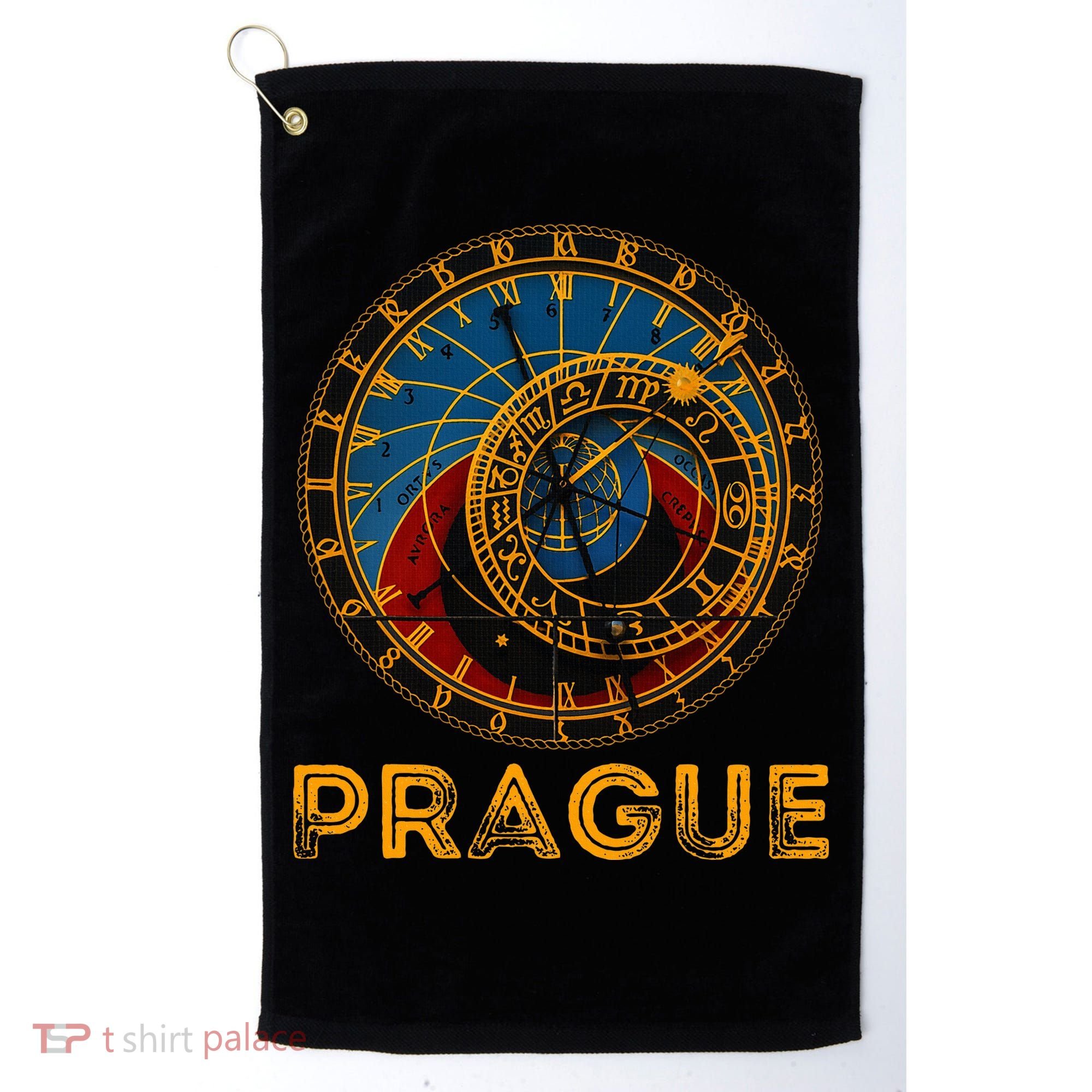 Prague Czech Republic Souvenir Astronomical Clock Prague Golf Towel