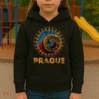 Prague Czech Republic Souvenir Astronomical Clock Prague Kids Hoodie thumb 3