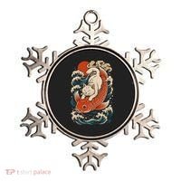 Playful Cat Riding a Koi Fish in Waves Ornament thumb 0