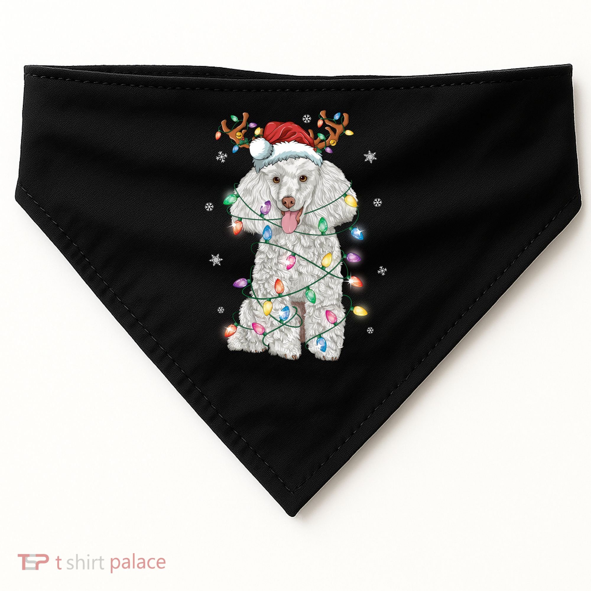 Poodle Christmas Reindeer Santa Hat Poodle Christmas USA-Made Doggie Bandana