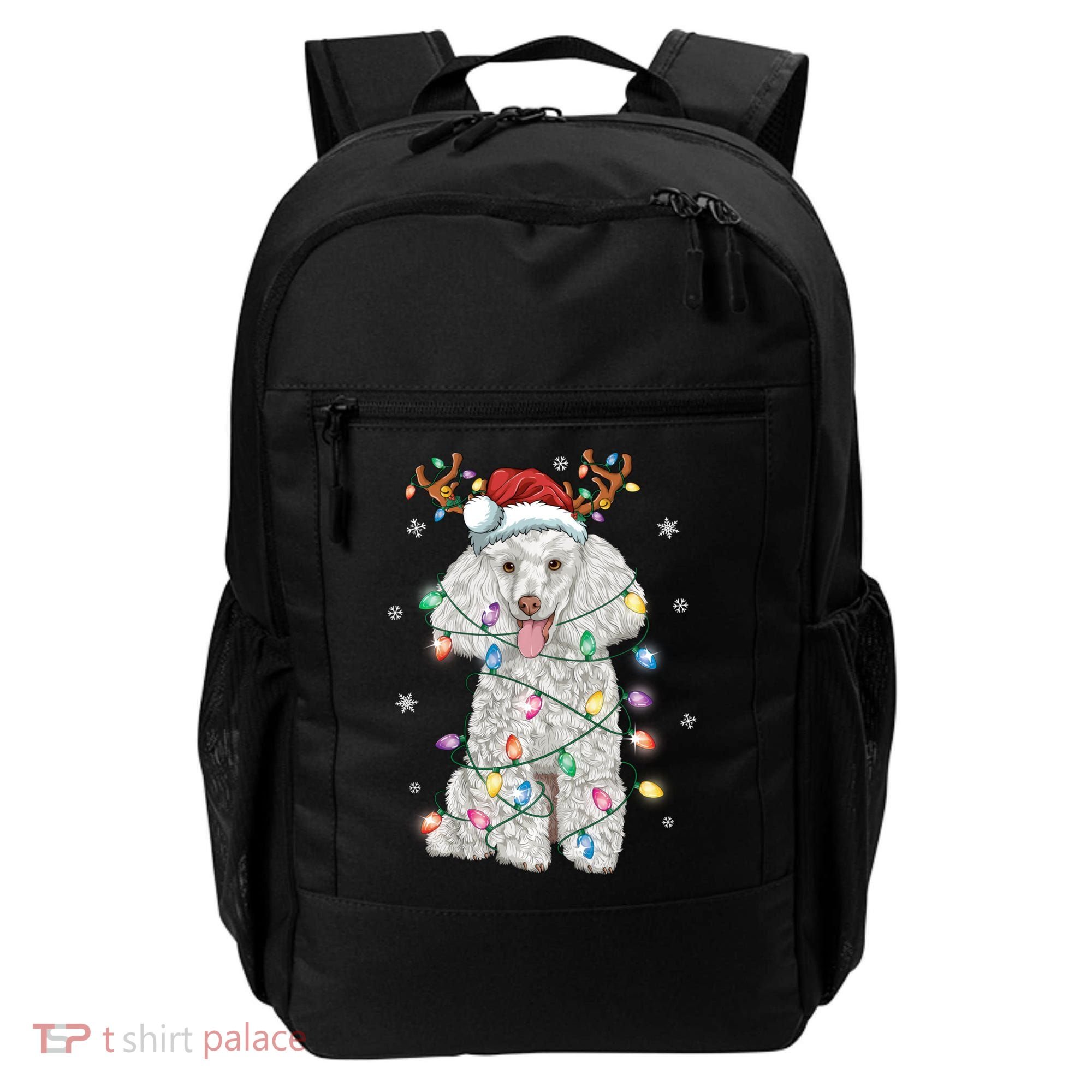 Poodle Christmas Reindeer Santa Hat Poodle Christmas Backpack