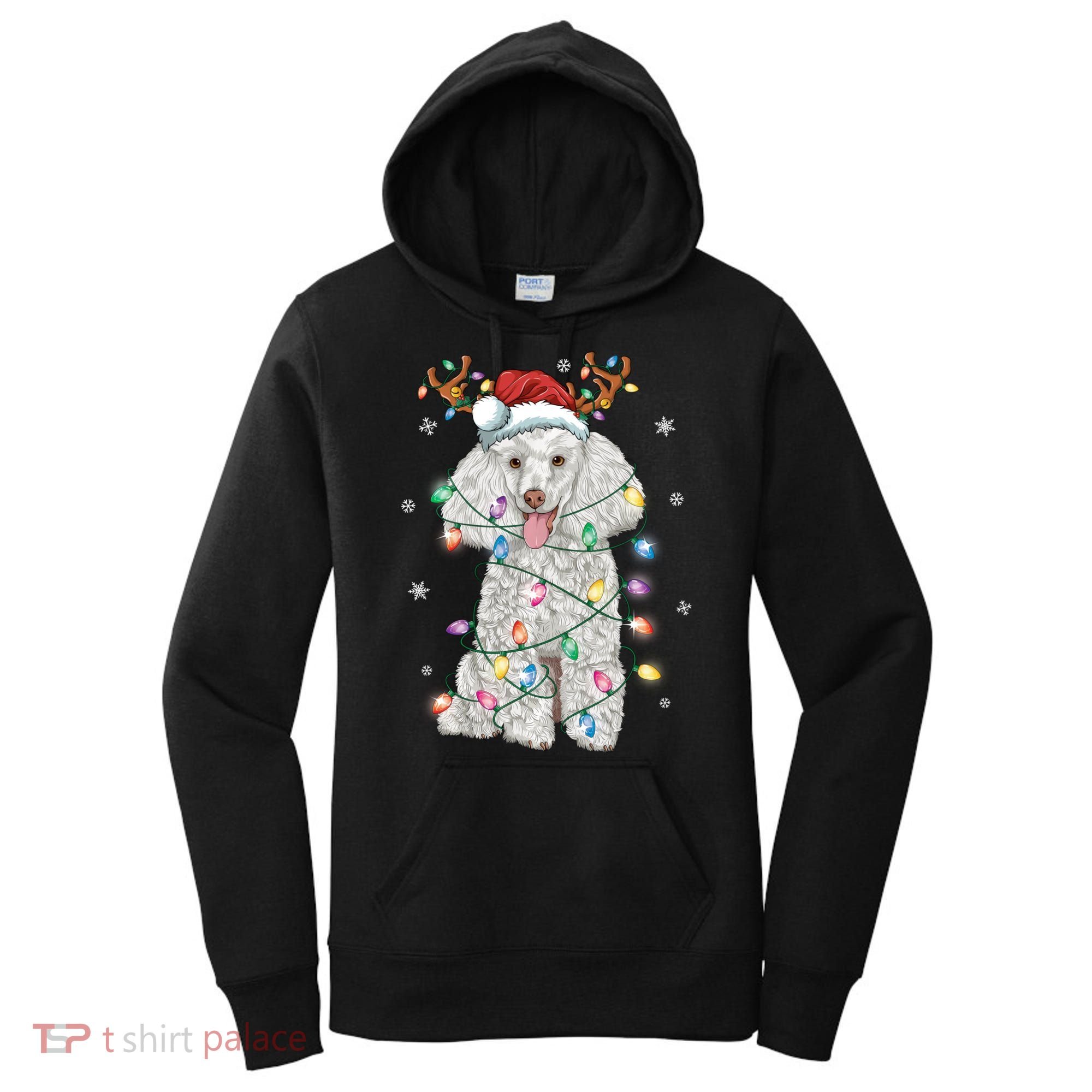 Poodle Christmas Reindeer Santa Hat Poodle Christmas Women's Hoodie