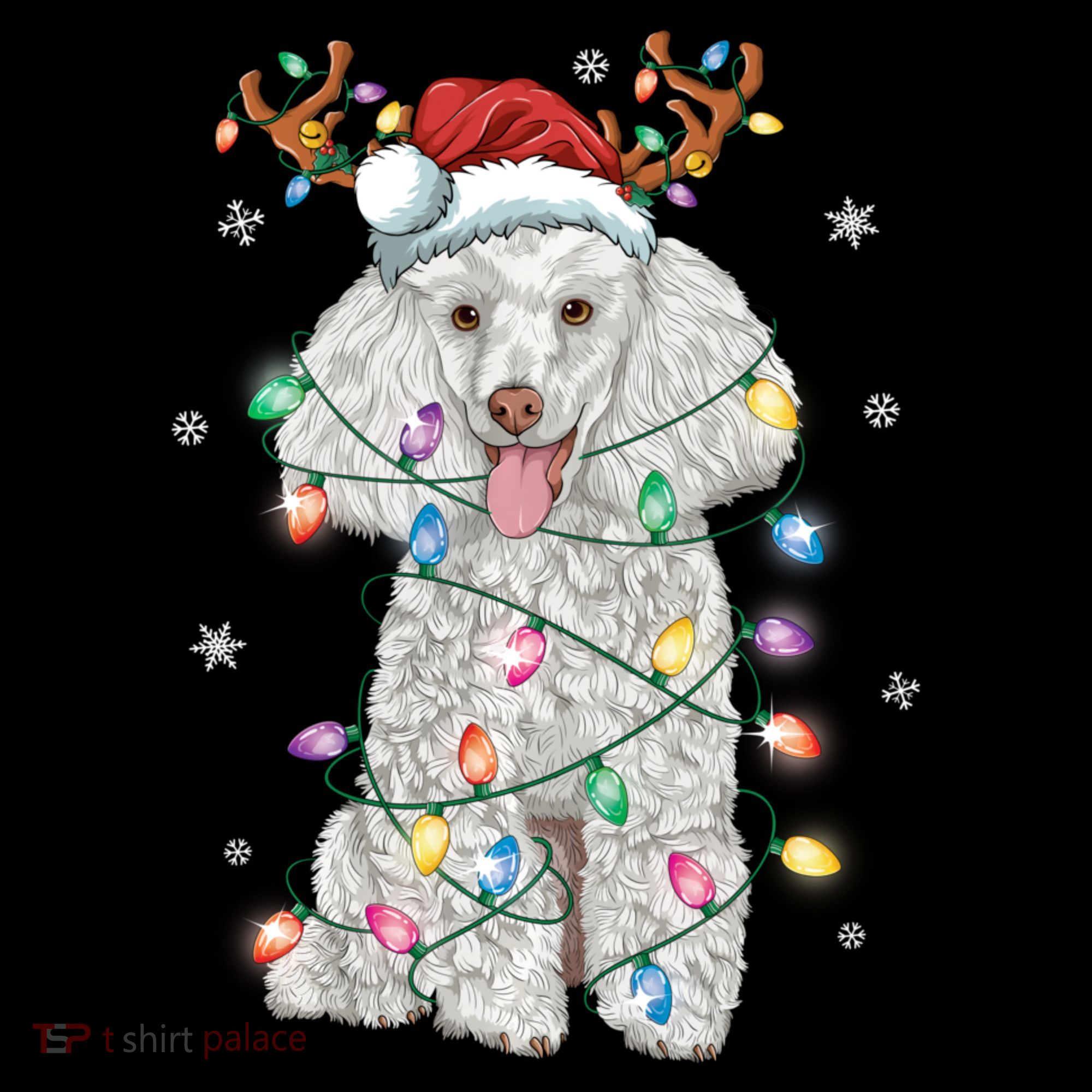 Poodle Christmas Reindeer Santa Hat Poodle Christmas Women's Hoodie