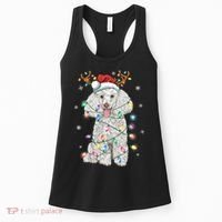 Poodle Christmas Reindeer Santa Hat Poodle Christmas Women's Tank Top thumb 0