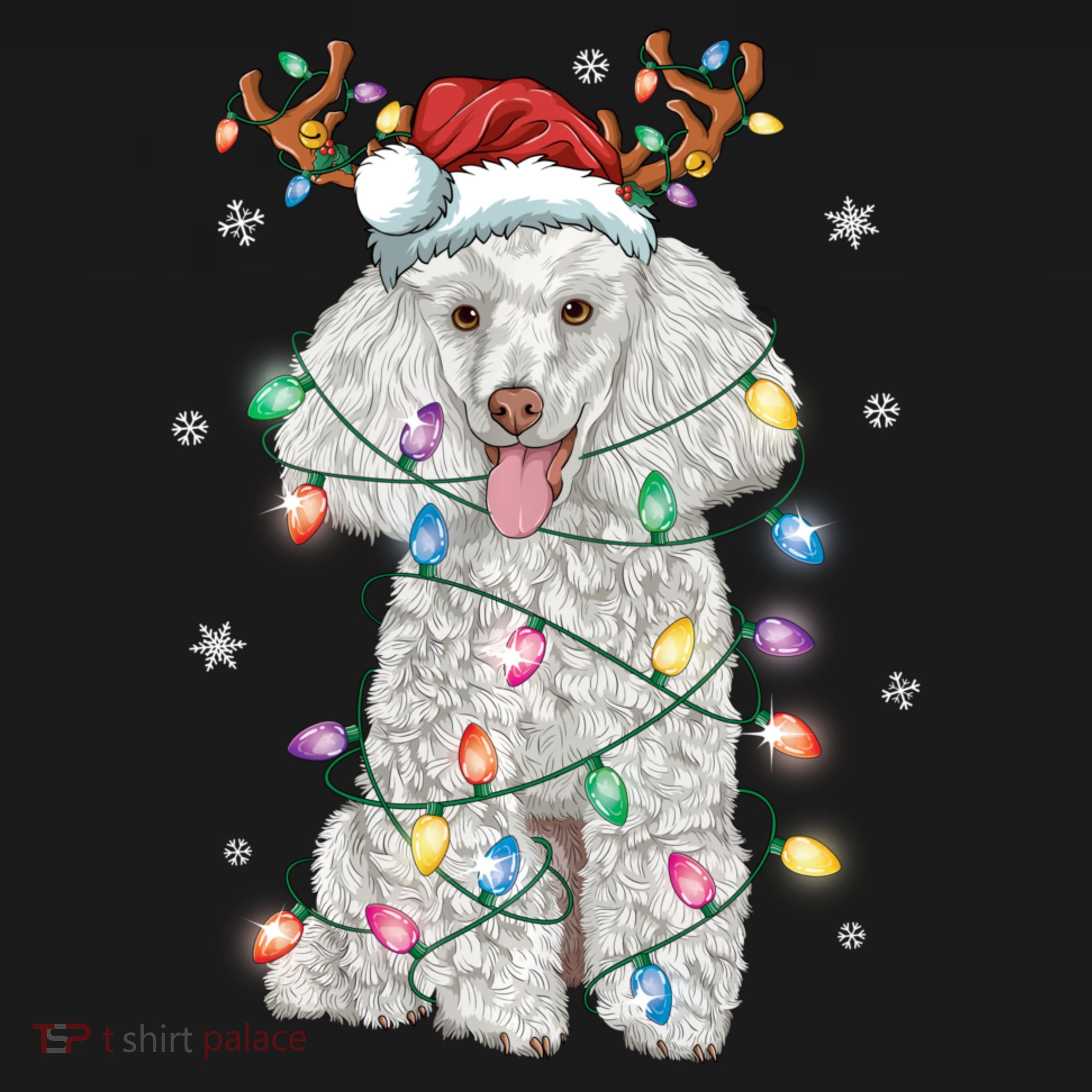 Poodle Christmas Reindeer Santa Hat Poodle Christmas Women's Tank Top