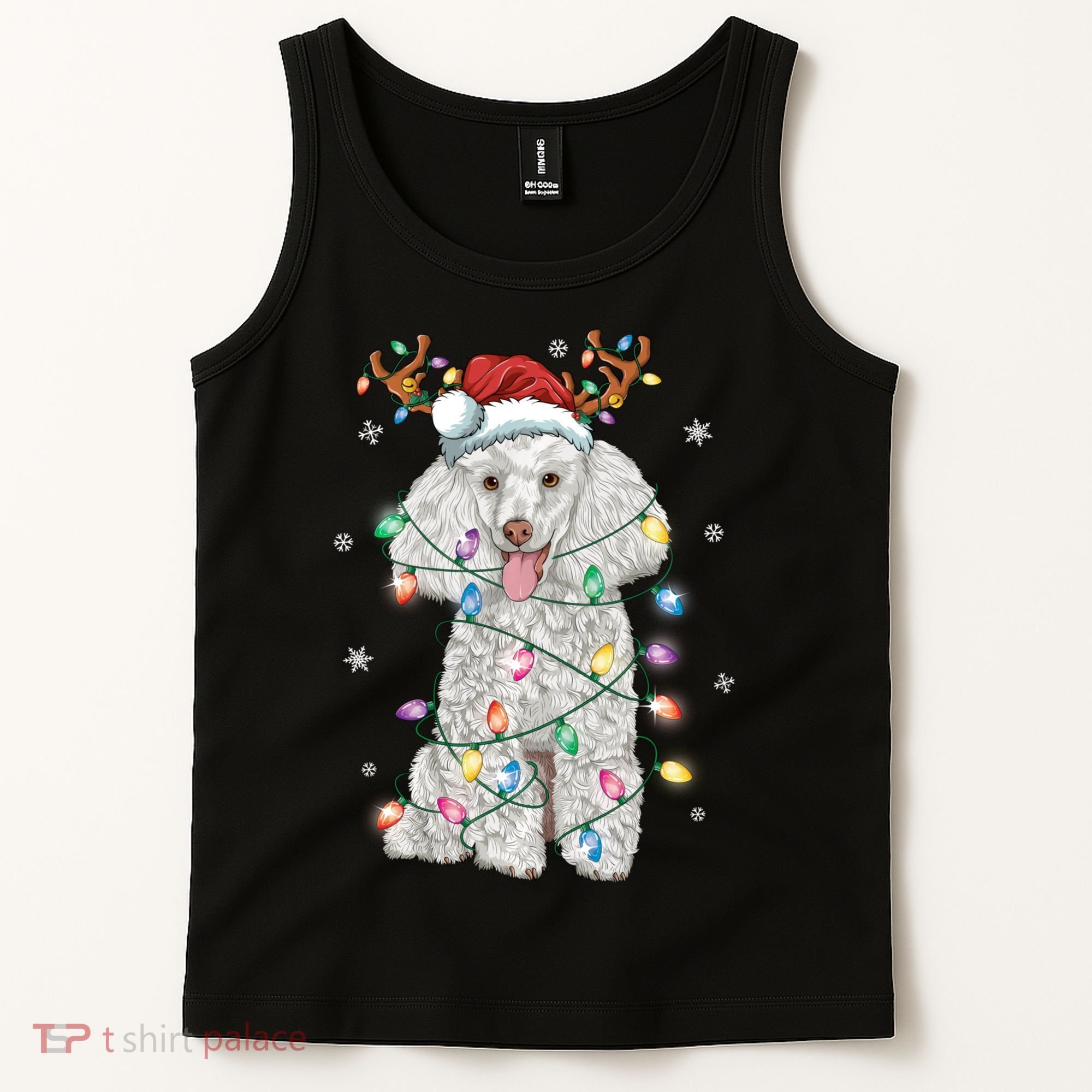 Poodle Christmas Reindeer Santa Hat Poodle Christmas Tank Top