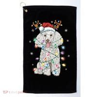 Poodle Christmas Reindeer Santa Hat Poodle Christmas Golf Towel thumb 0