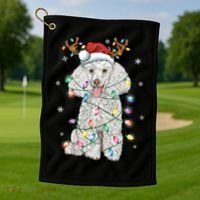 Poodle Christmas Reindeer Santa Hat Poodle Christmas Golf Towel thumb 1