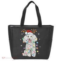 Poodle Christmas Reindeer Santa Hat Poodle Christmas Tote Bag thumb 0