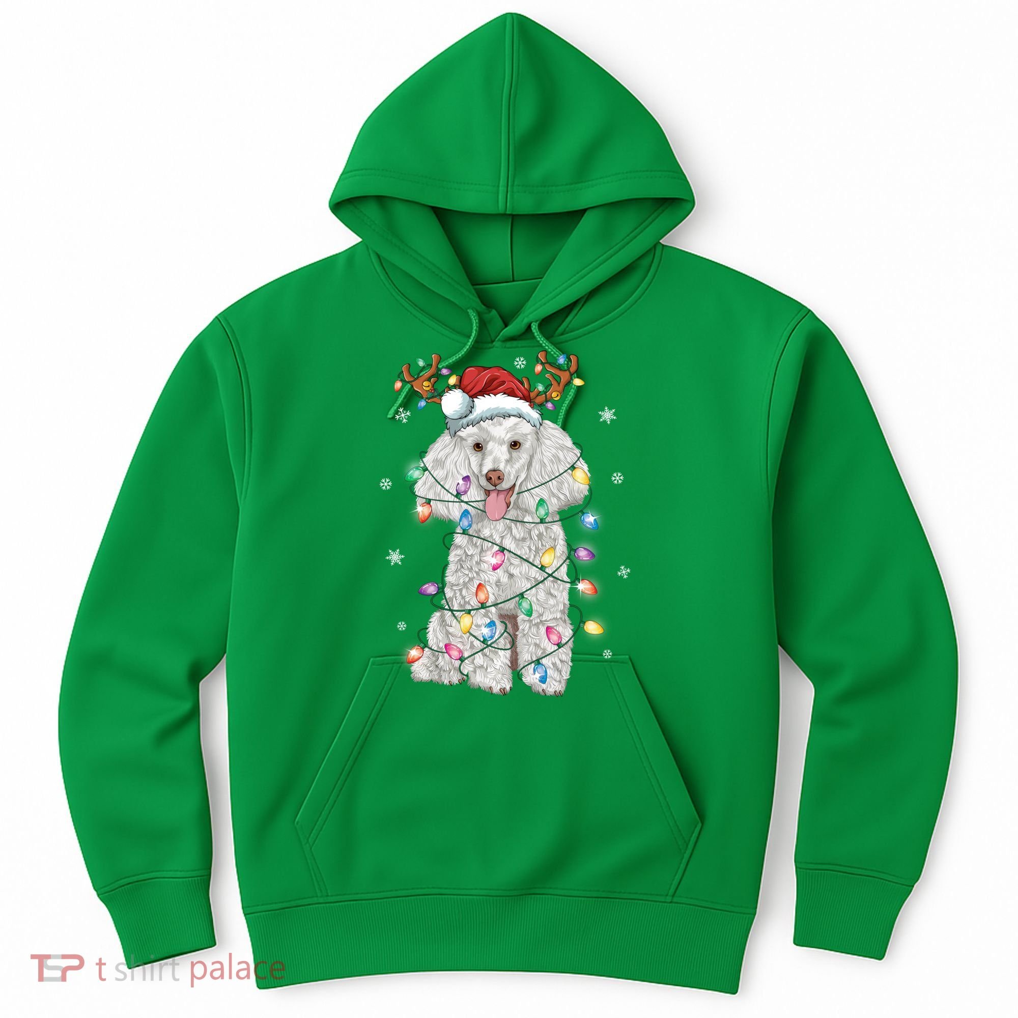 Poodle Christmas Reindeer Santa Hat Poodle Christmas Hoodie