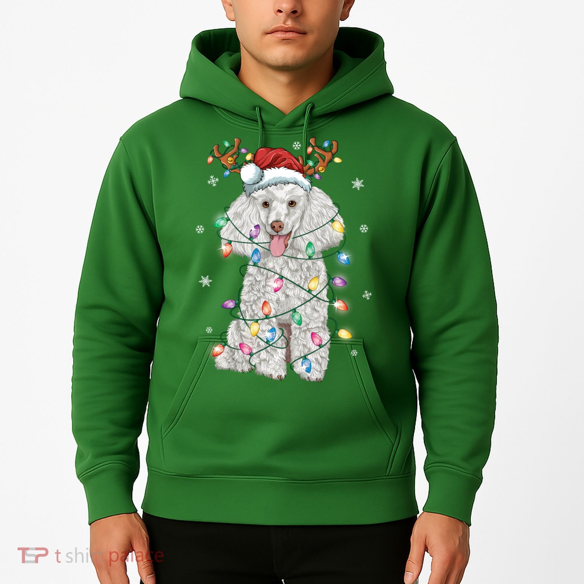 Poodle Christmas Reindeer Santa Hat Poodle Christmas Hoodie