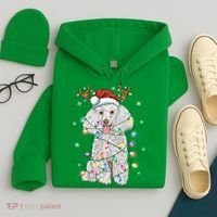 Poodle Christmas Reindeer Santa Hat Poodle Christmas Hoodie thumb 4