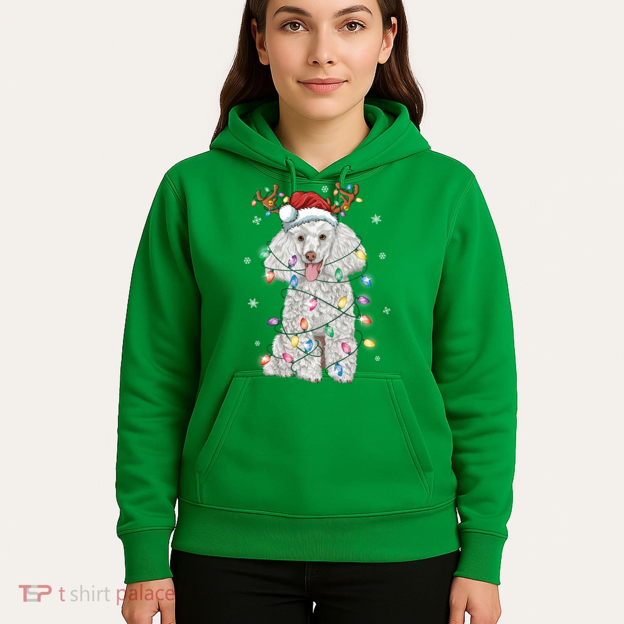 Poodle Christmas Reindeer Santa Hat Poodle Christmas Hoodie
