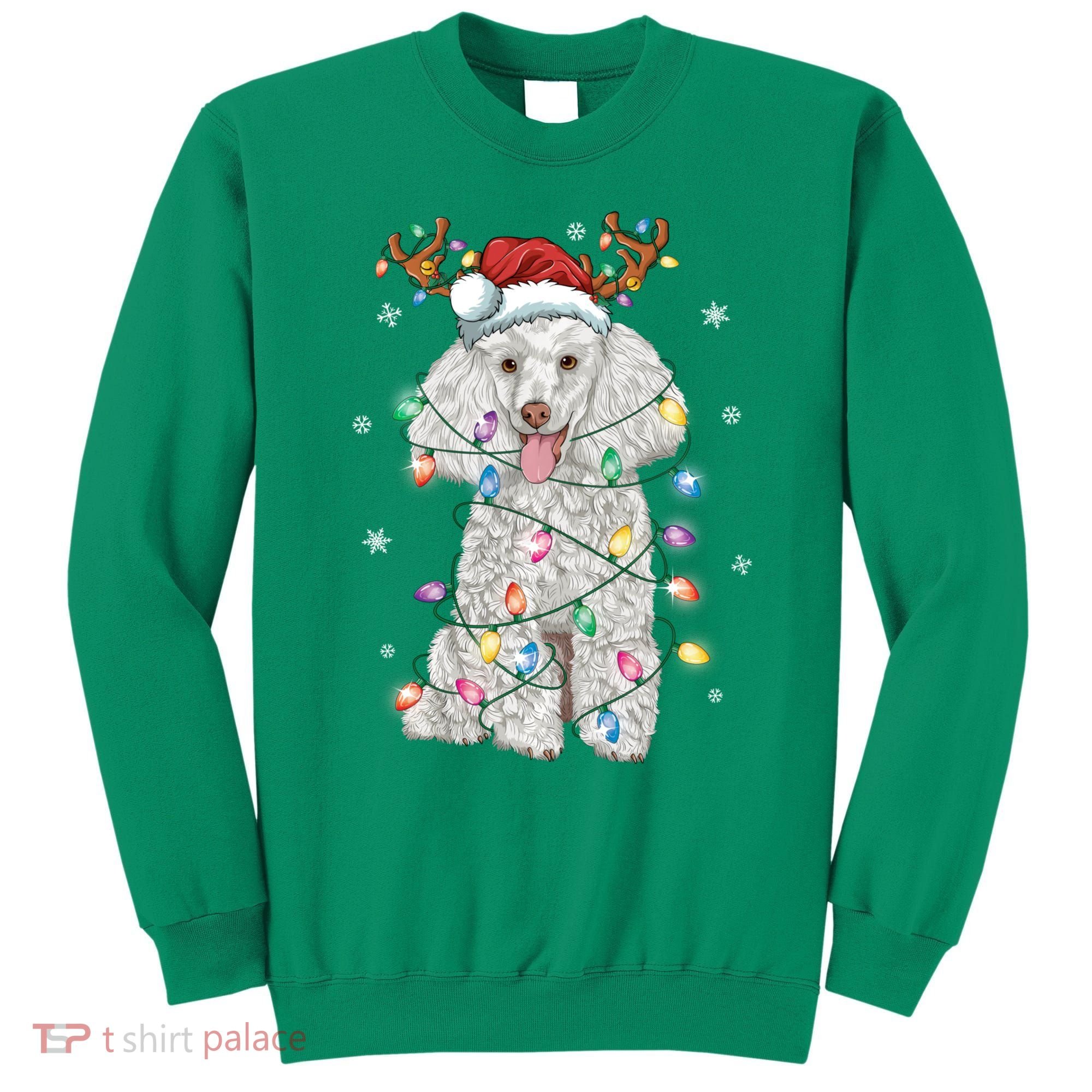 Poodle Christmas Reindeer Santa Hat Poodle Christmas Sweatshirt